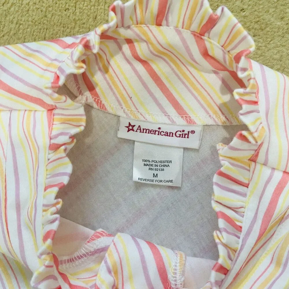 Kit’s Striped Nightie Girls Size M American Girl Pjs Pajama Dress Like Your Doll